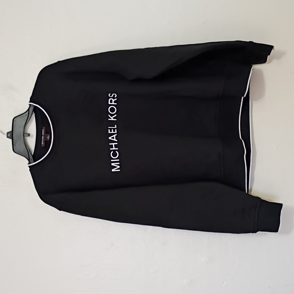 Michael Kors Black Crew Neck Embossed Spell Out Sweatshirt Size XL - Picture 1 of 6